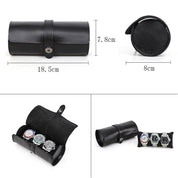 Leather Black Watch Roll Case for 3 Watches | Namid LARISCOTT