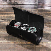 Leather Black Watch Roll Case for 3 Watches | Namid LARISCOTT