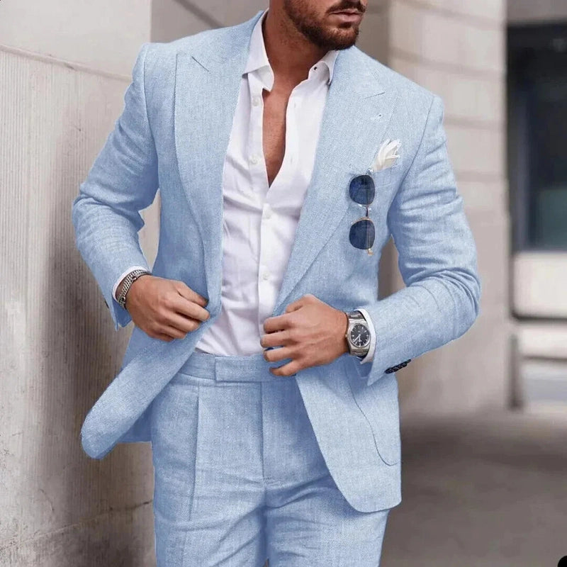 Linen Suits for Men with Two Buttons | Lenard LARISCOTT