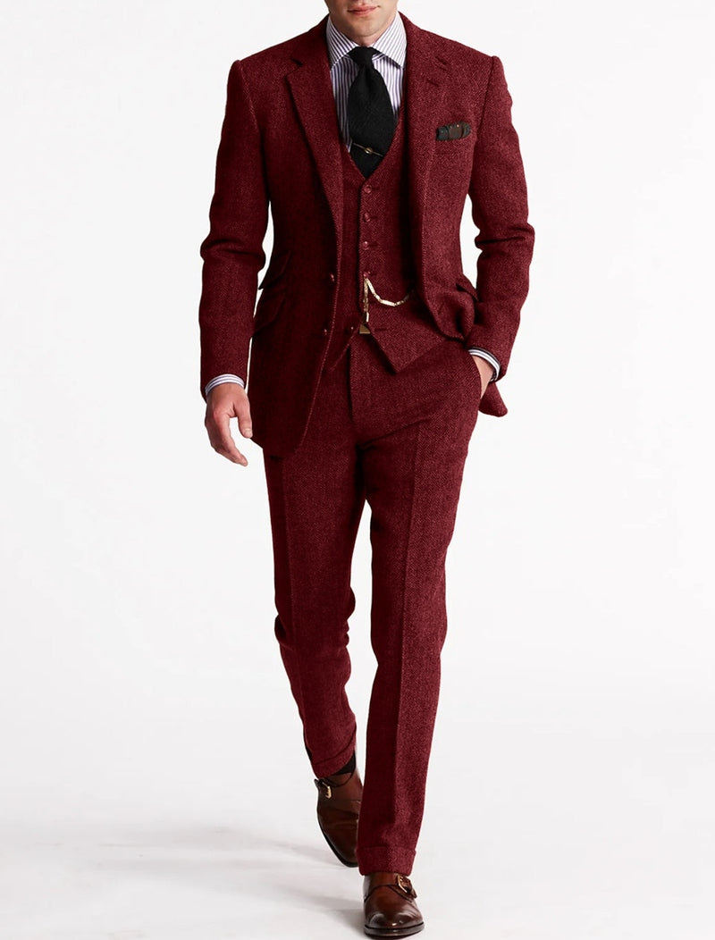 Tweed Smoking Suits for Men, Three-Piece Set | Leann LARISCOTT